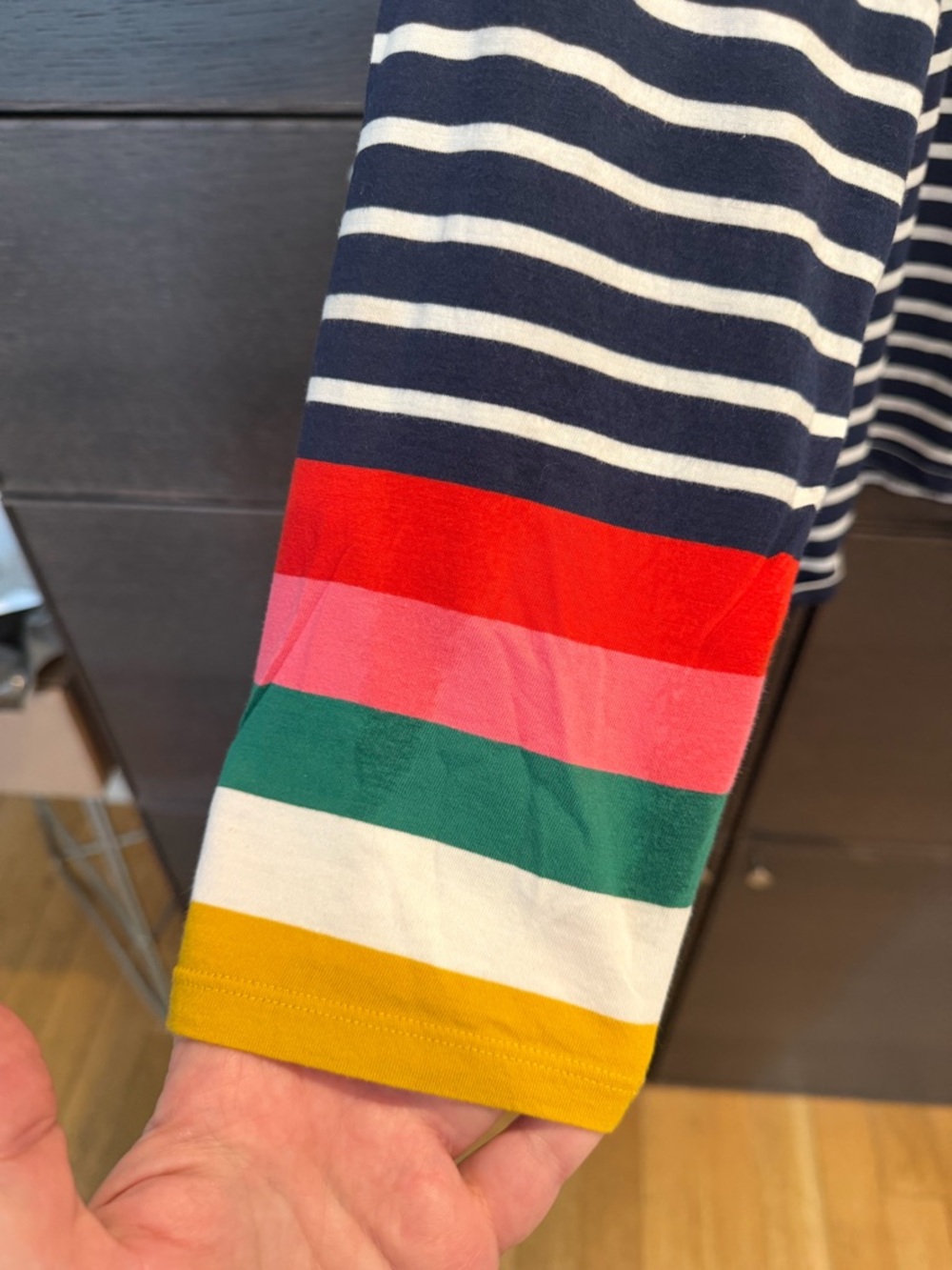 Boden Navy and White Striped Tee with Pink Logo - Picture 4 of 4